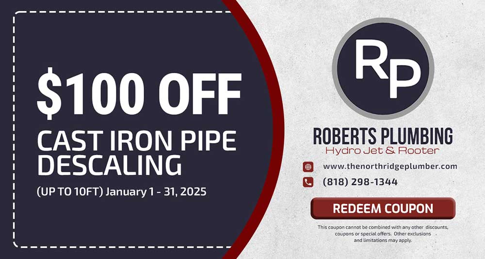 $100 Off Cast Iron Pipe Descaling Coupon - Roberts Plumbing