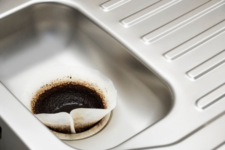 coffee grounds in kitchen sink