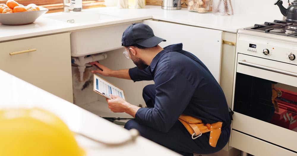 plumber performing an inspection plumber performing an inspection